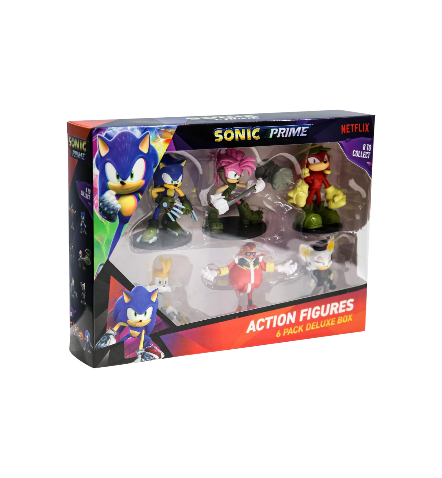 BANDAI Sonic Prime Action Figures 6 Pack Set 2 | 6 7.5cm Sonic The Hedgehog Articulated Figures Based On The Sonic Prime Netflix TV Show | Sonic Toys Make Great Gaming Merchandise For Adults And Kids