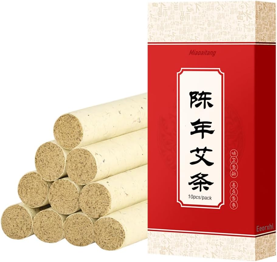 Moxa Sticks for Moxibustion, Pure Mugwort Wormwood Moxa Rolls, 10pcs/Pack