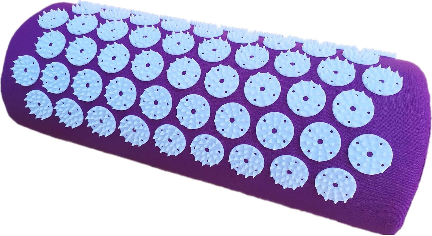 Acupressure Pillow Acupuncture Massager for Massage Neck Back Head Pain Relief, Relieves Muscle Stress Relaxation, Purple