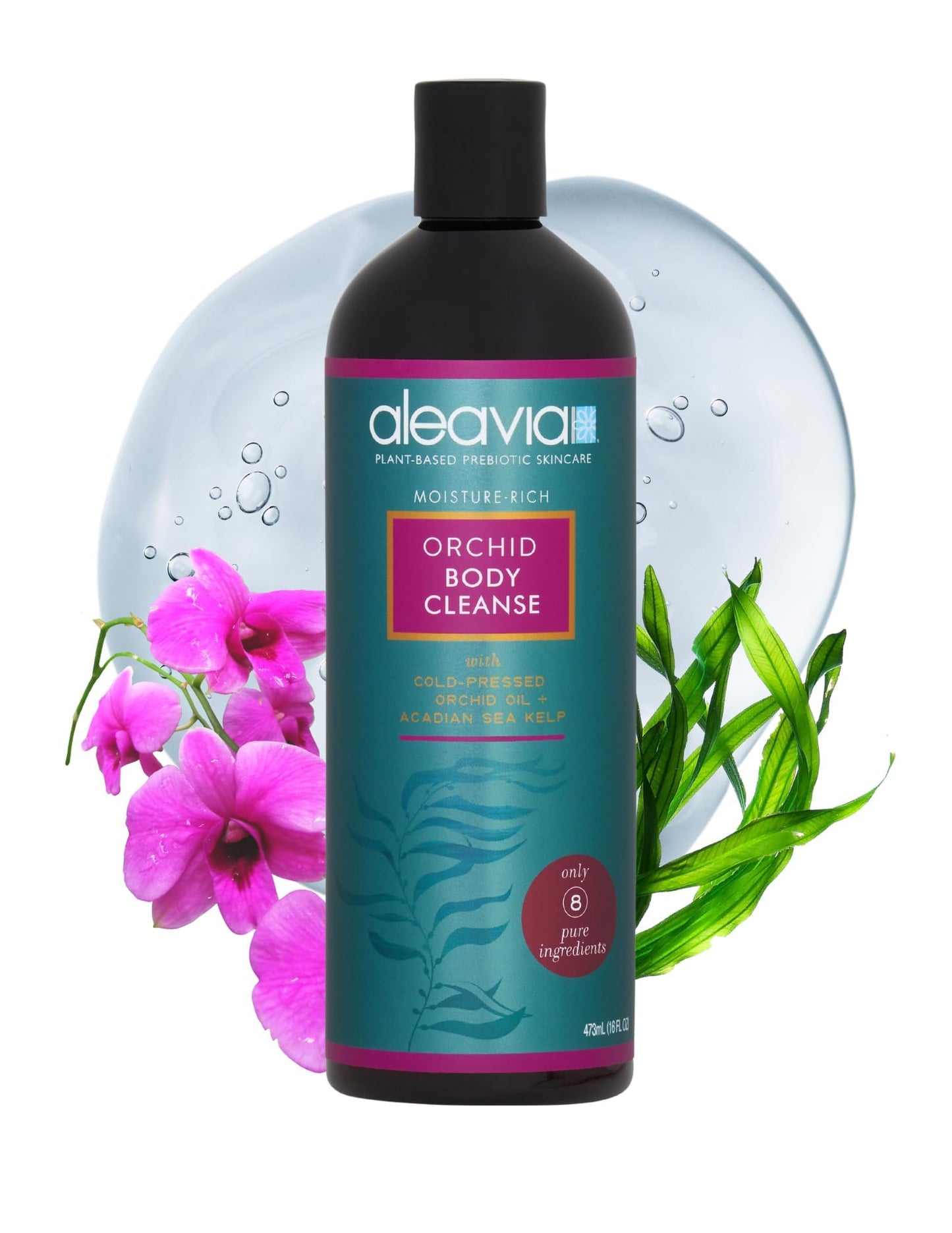 Aleavia Orchid Body Cleanse �?Organic & All-Natural Prebiotic Body Wash with Pure Cold-Pressed Orchid Oil �?Nourish Your Skin Microbiome �?16 Oz