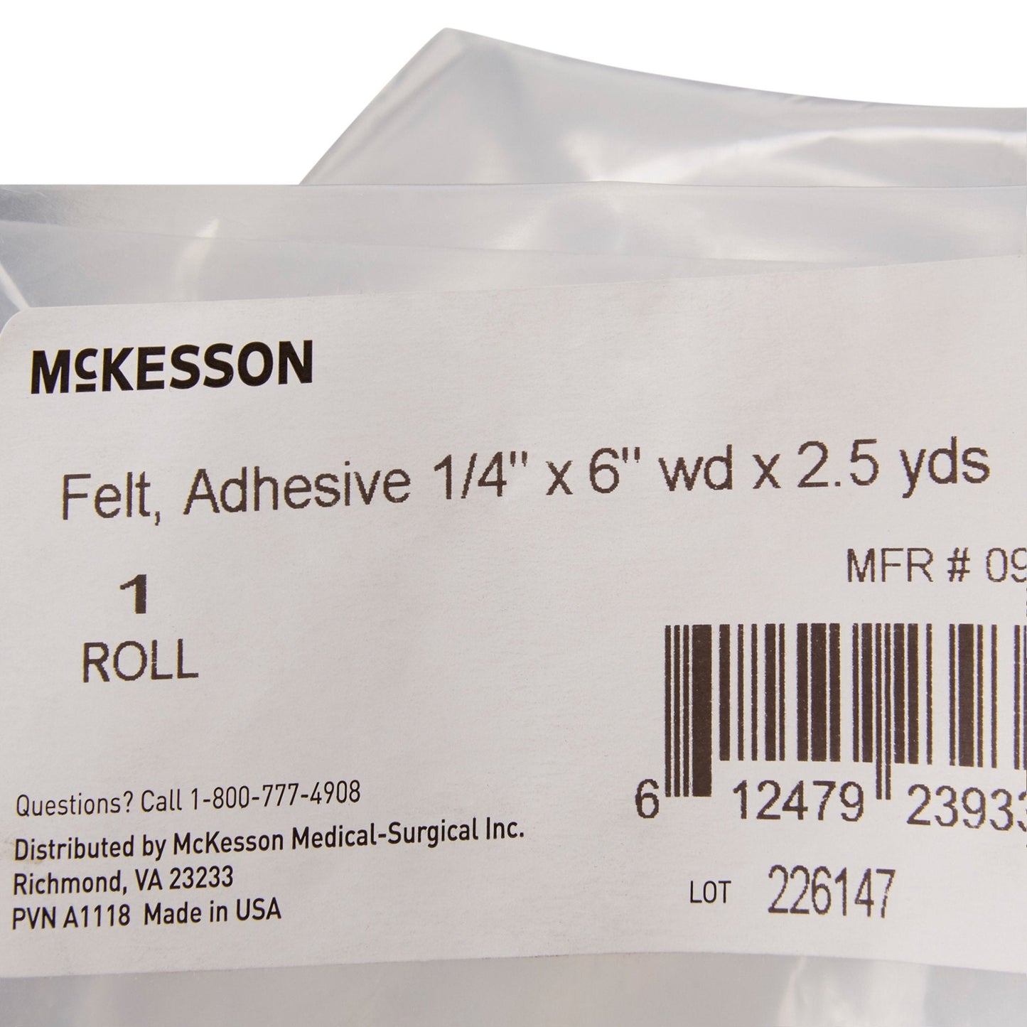 McKesson White Wool / Rayon Adhesive Orthopedic Felt Roll, 6 Inch x 2-1/2 Yard