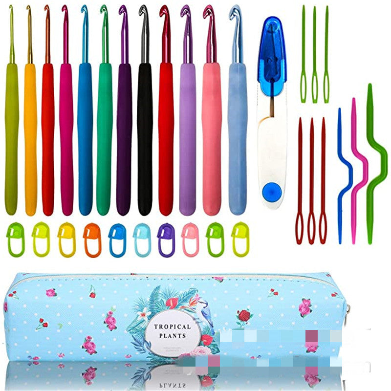 Crochet Knitting Tool Set 12 Color Head TPR Soft Handle Crochets