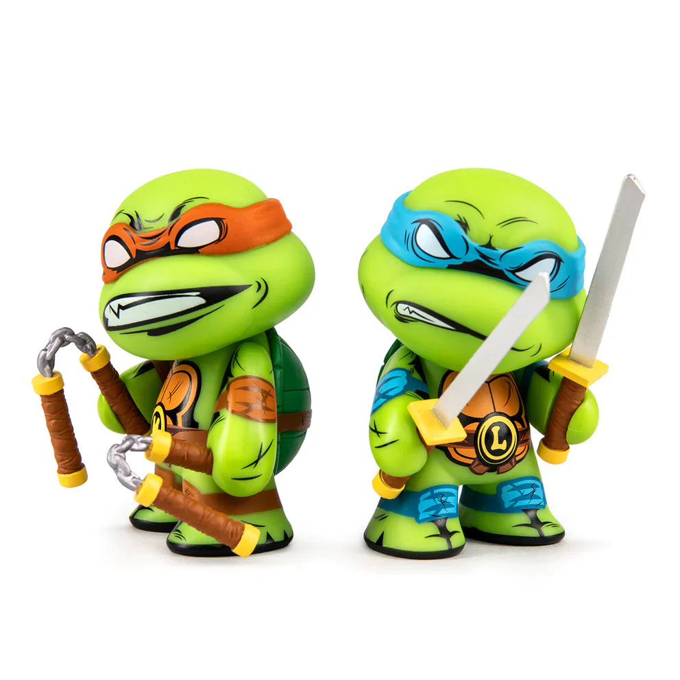 TMNT  Leonardo & Michelangelo 3" Vinyl Figure 2pk
