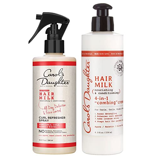 Carol’s Daughter Hair Milk Refresher Spray and 4 in 1 Combing Creme Hair Detangler Gift Set for Natural Curly Hair Providing All Day Definition & Frizz Control �?made with Agave Nectar and Olive Oil