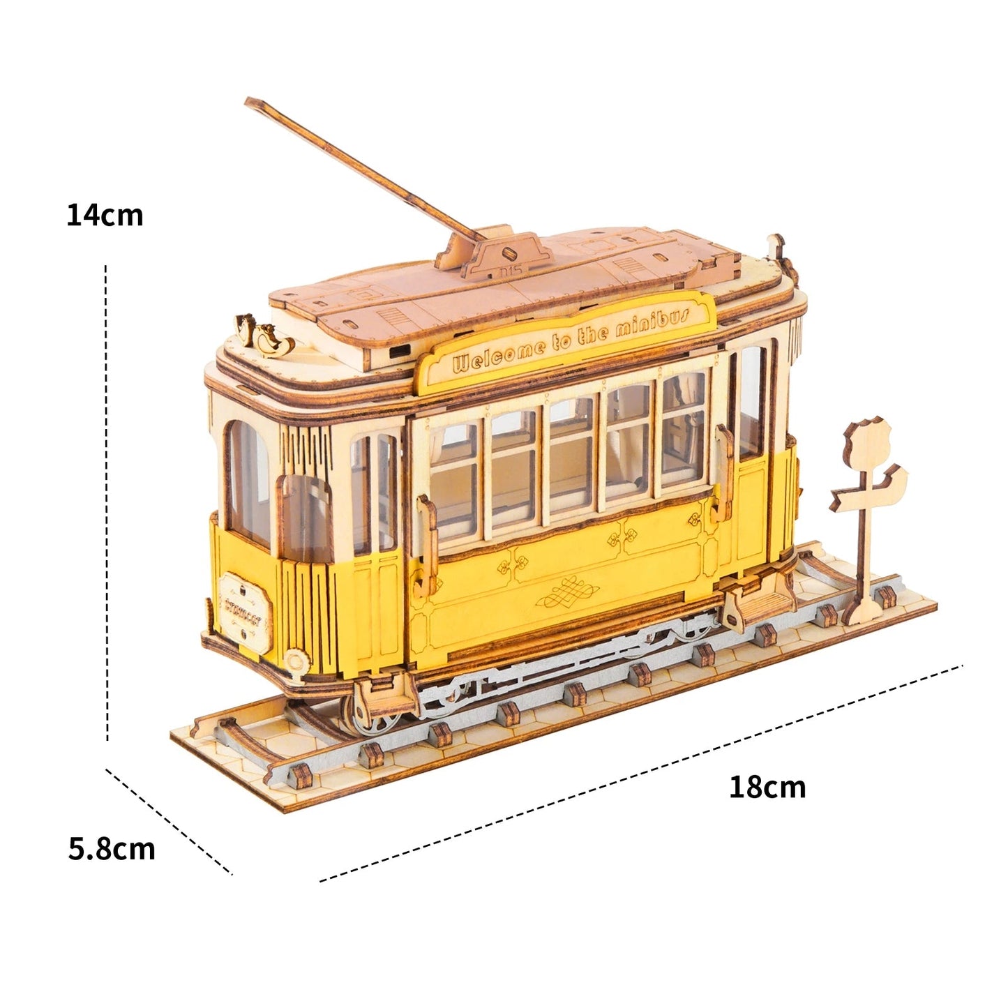 Robotime Rolife Vintage Tramcar Model 3D Wooden Puzzle Toys for Chilidren Kids Adult Christmas Birthday Gift