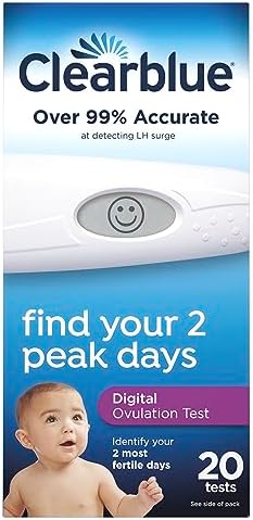 Clearblue Digital Ovulation Predictor Kit, featuring Ovulation Test with digital results, 20 Tests