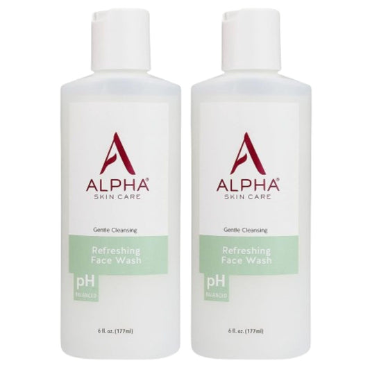Alpha Skin Care Refreshing Face Wash | Anti-Aging Formula | Citric Alpha Hydroxy Acid (AHA) | Gently Cleanses, Purifies, Tones & Restores Ideal PH | For All Skin Types | 6 Fl Oz (2 Pack)