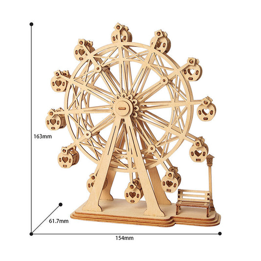 Robotime DIY Wooden Rotatable Ferris Wheel Model with Playing Music Toy