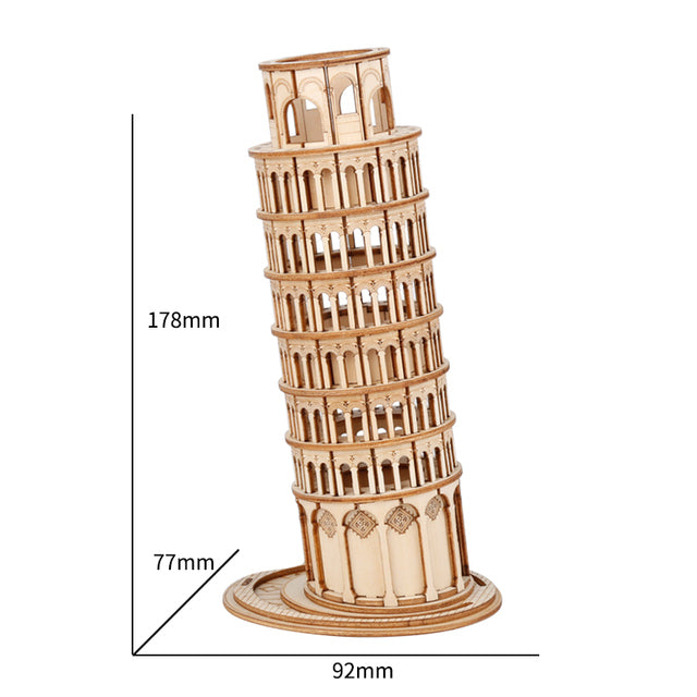 Robotime Leaning Tower of Pisa 3D Wooden Puzzle Game Building Blocks Toys for Children Teens Home Decoration TG304 Drop Shipping