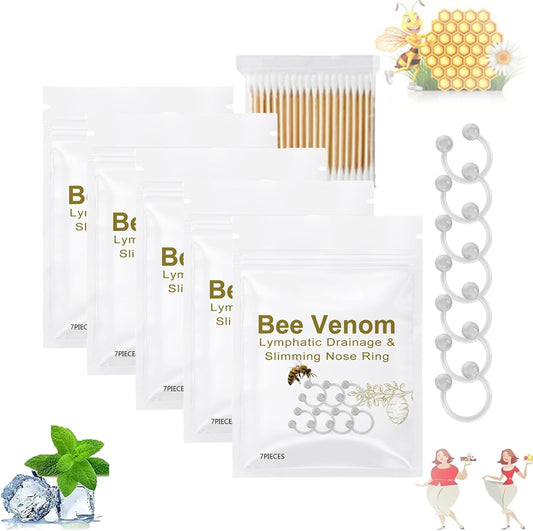 Bee Venom Lymphatic Drainage Nose Ring, Bee Venom Lymphatic Drainage and Slimming Nose Ring for Women and Men (35pcs)