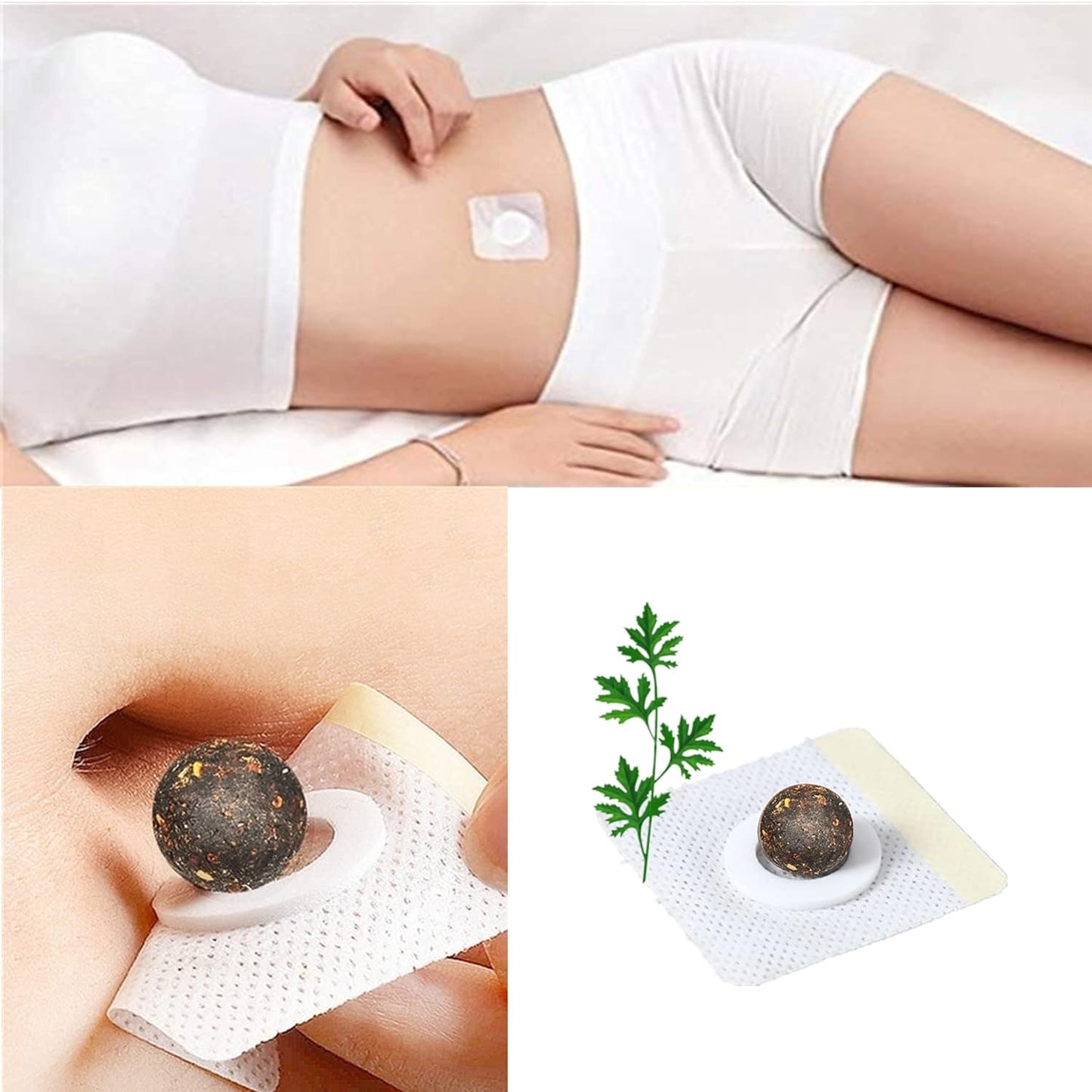 Wormwood Belly Patch,30Pcs Mugwort Abdomen Navel Patch and 30Pcs Moxibustion Patch for Women and Men
