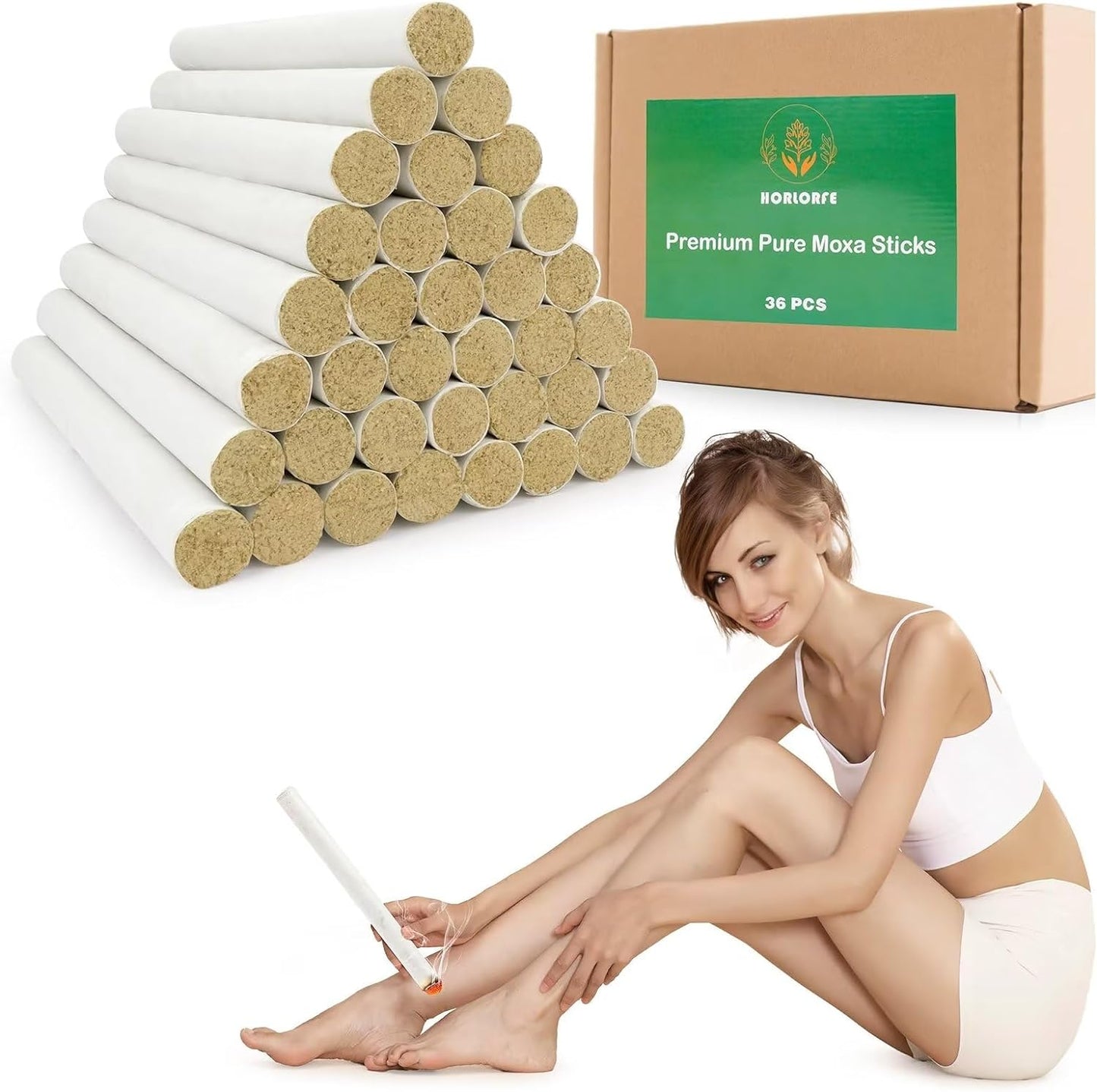 36 PCS/Box Premium Moxa Sticks for Moxibustion, Moxa Sticks, Moxa Stick, Moxibustion Sticks, Mugwort, Moxa Rolls, 艾灸条, 艾条, English and Chinese Guide, Gift Ready