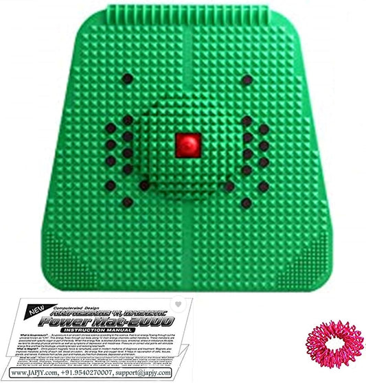 Acupressure Mat Green with Magnets, Pyramids, Sujok Ring, Chart, and Instruction Manual -GN01
