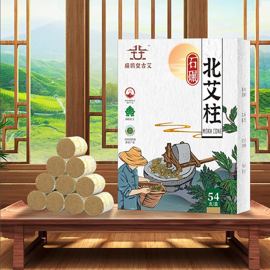 54 Rolls Pure Moxa Sticks for Moxibustion, 3-Years Quality Wormwood, Traditional Stone Grinding Process, Mild, Less Smoke, Handmade Moxibustion Rolls(1.8 * 2.7 cm, 54 Per Box)