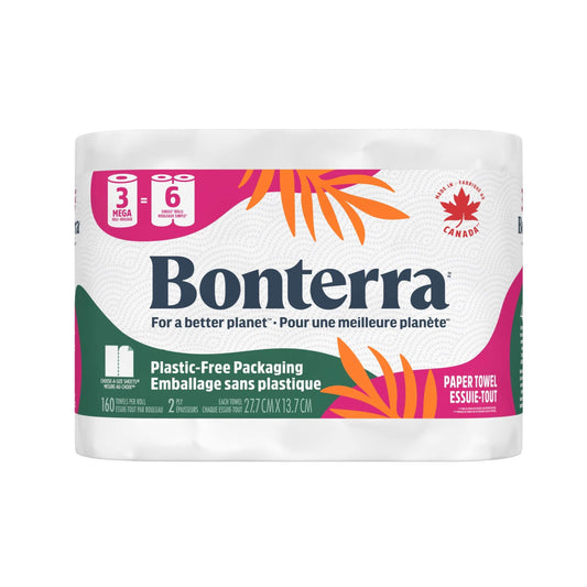 Bonterra Double Roll Paper Towel, 2-ply, 3-pk