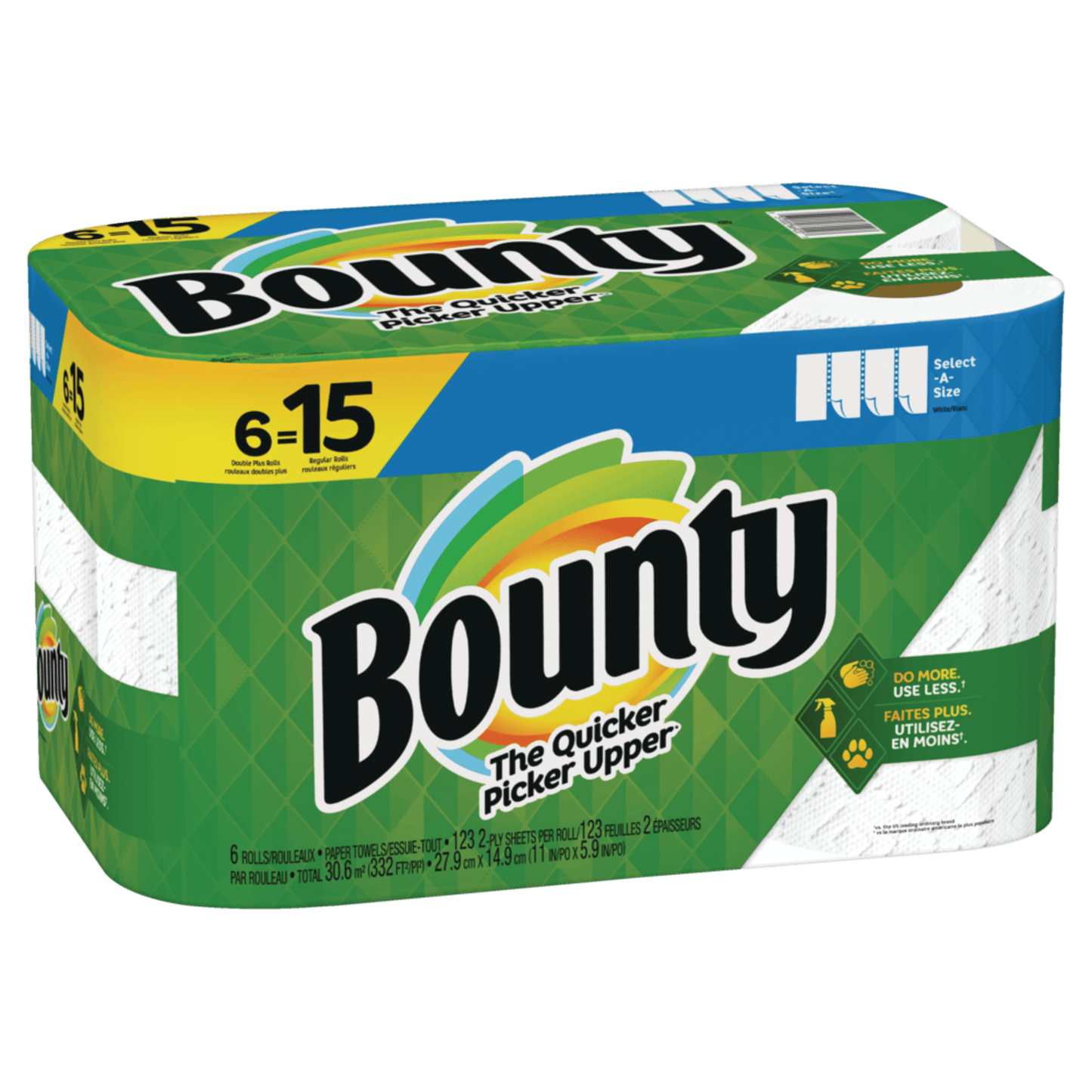 Bounty Select-A-Size Double Plus Roll Paper Towel, 2-ply, 6-pk