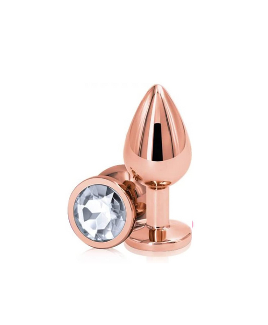 Rose Gold Butt Plug in Medium w/ Clear Gem