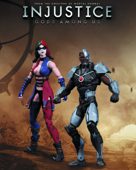 INJUSTICE CYBORG VS HARLEY QUINN 2 PACK AF