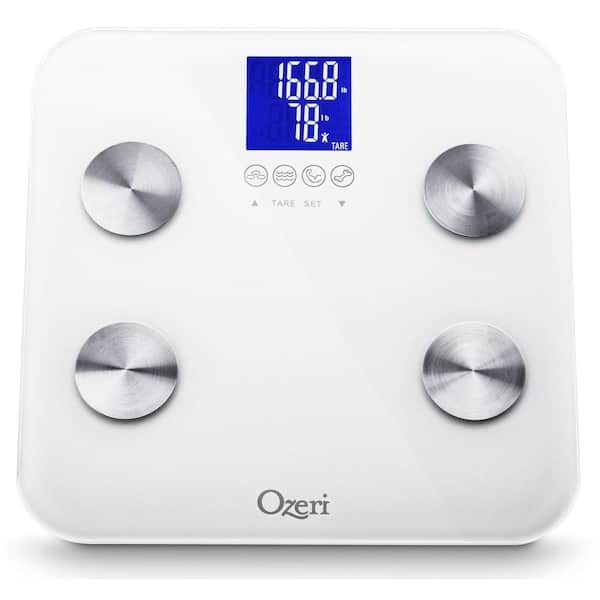 Digital Bath Scale White 440 lb. Impact-Resistant Tempered Glass