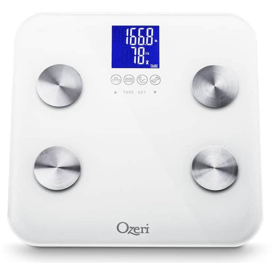 Digital Bath Scale White 440 lb. Impact-Resistant Tempered Glass
