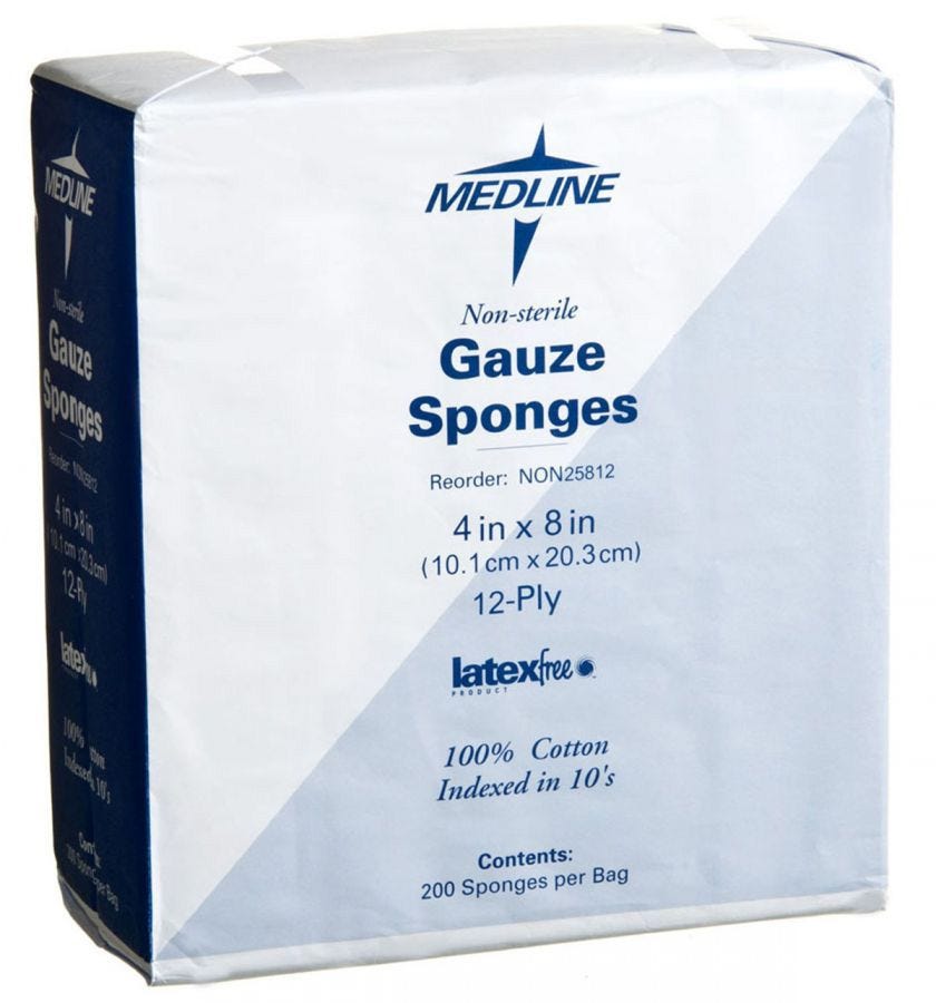 Medline Woven Non-Sterile Gauze Sponges, 4" X 4", 16 Ply, Case of 2000 39742883
