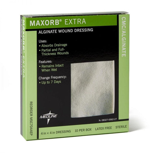 Medline Maxorb Extra CMC/Alginate Dressings: 4" x 4", 10 Count