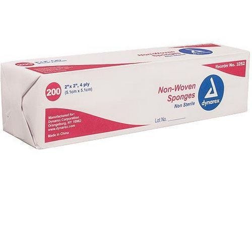 Woven NonSterile Gauze Sponges, 2" X 2", 8Ply, Case of 5000