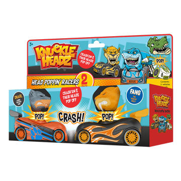 Knuckle Headz Pull-Back Head Poppin' Race Cars | 2 Pack