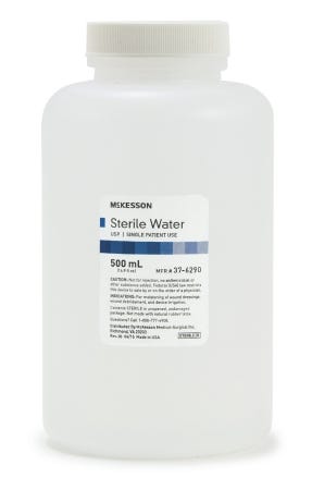 McKesson Irrigation Solution Sterile Water Not for Injection Bottle, Screw Top 500 mL Case of 18