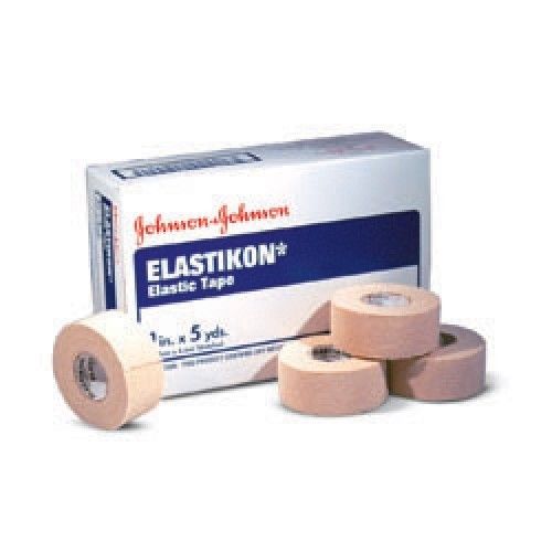 Elastikon Elastic Cloth Tape, Stretched, High Twist Cotton, Rubber Based Adhesive, Porous Construction, 1" x 5 yds, 12 Pack