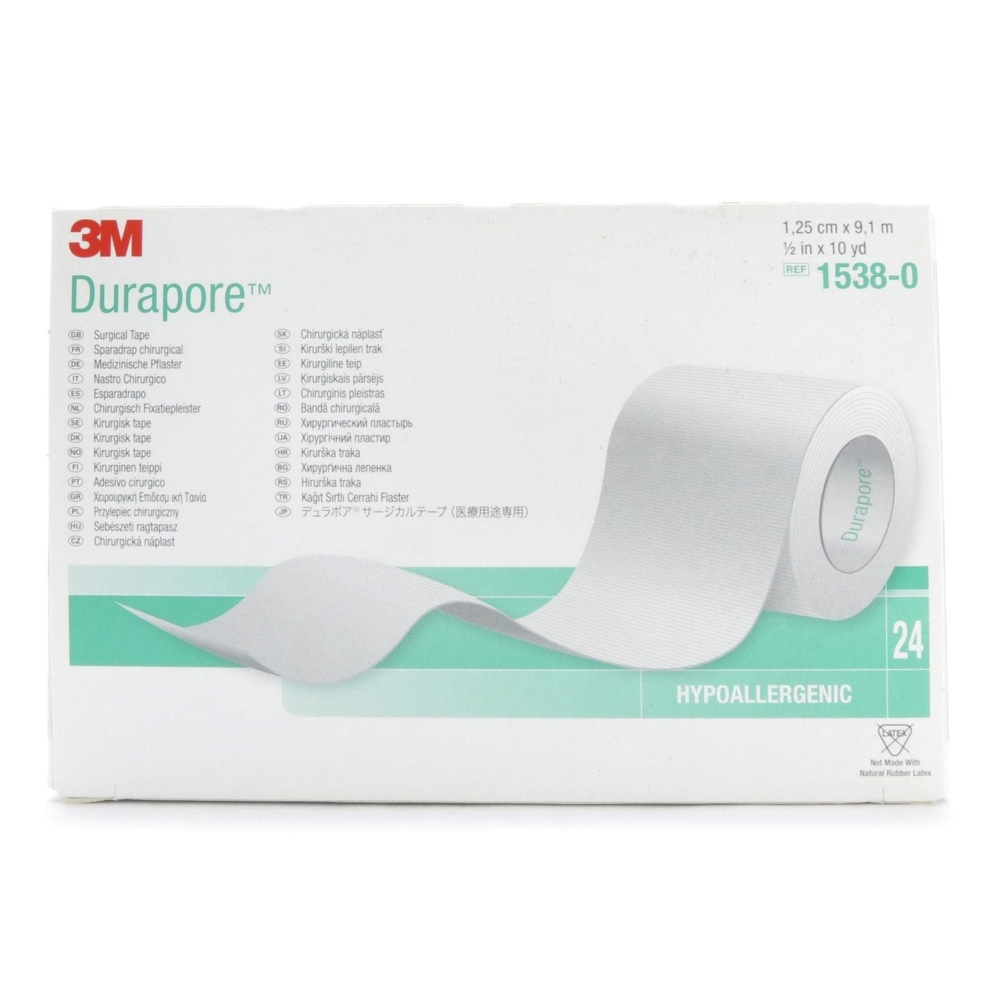 Durapore 1538-0 Medical Tape Silk-Like Cloth 1/2 Inch X 10 Yard White NonSterile. Case of 240