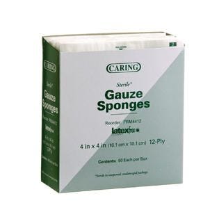 Caring Woven Sterile Gauze Sponges, Case of 1200