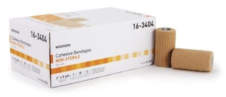 Mckesson 16-3404 Cohesive Bandage 4 Inch X 5 Yard Standard Compression Self-adherent Closure Tan NonSterile. Case of 18